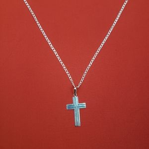 925 sterling silver cross pendant and‎ 925 silver chain
